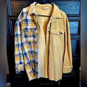 Split corduroy shacket